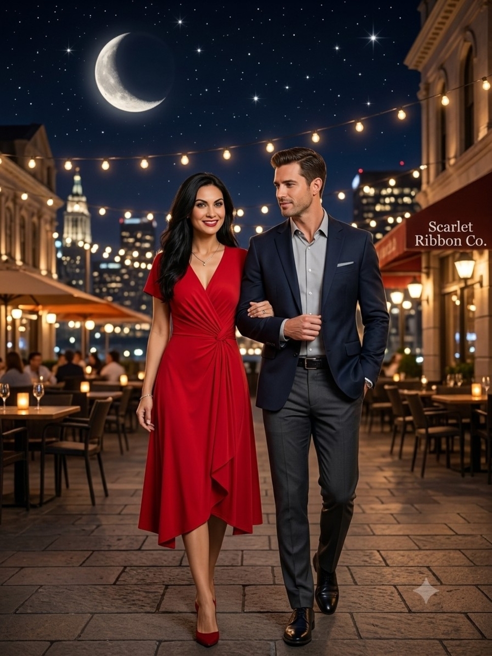 ​✨ Perceptions New York Elegant Red Knot-Front Midi Dress